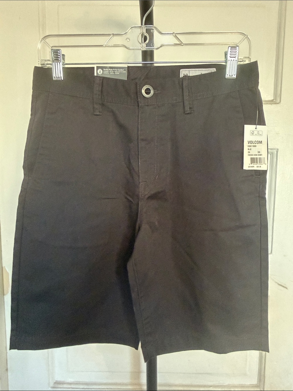 Volcom Youth Black Flat-Front Casual Shorts